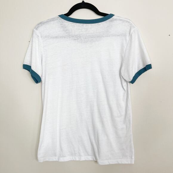 Disney Parks Mickey Ballon Makers Tee White Blue Teal Womens Small Short Sleeve - Picture 2 of 8